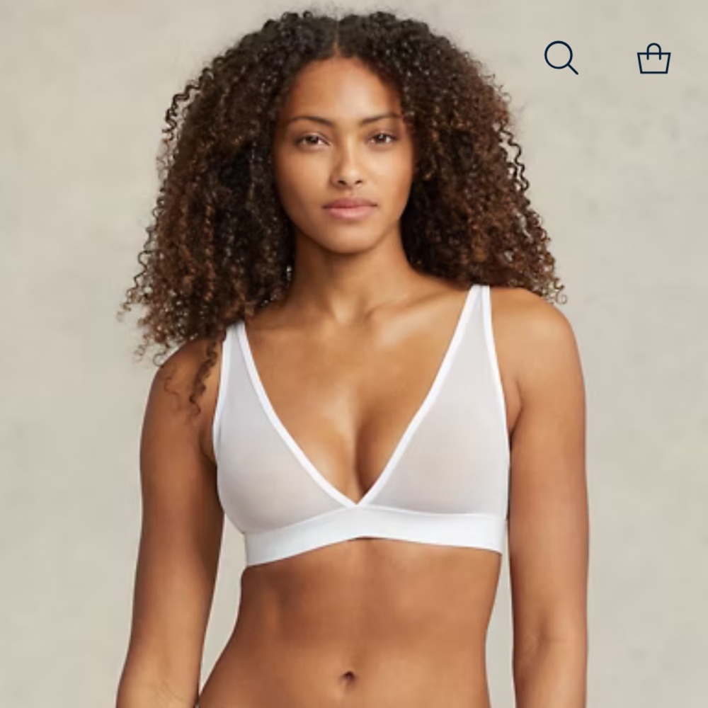 Polo Ralph Lauren Mesh Unlined Plunge Bra Color White Cloud